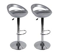LSFYYDS Set di 2 sedie da bar in plastica ABS, sgabello da bar regolabile in altezza 81-101 cm, con poggiapiedi (argento)