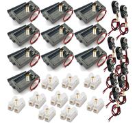 Lsgoodcare 10 custodie per batterie da 9 V con interruttore, 10 connettori di alimentazione per batteria da 9 V, adattatore a clip a scatto, 10 connettori per cavi a pressione rapida per cavi a molla