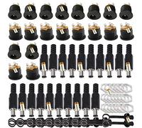 Lsgoodcare 60 Pz 5.5MM x 2.1MM Maschio DC Power Plug Salder Power Jack Connettore e Femmina Dc Jack 3Pin Montaggio a Pannello Connettore & Spina antipolvere