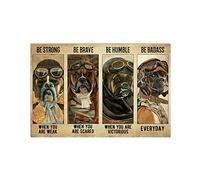 LSGX Targa in metallo in alluminio retrò con scritta in lingua inglese "Boxer Pilot Dog Be Strong Be Brave Be Humble Be Badass Dog", divertente decorazione da parete per casa, garage, bar, 20,3 x 30,5