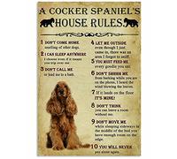LSGX Targa in metallo in alluminio, stile vintage, con scritta in inglese "A Cocker Spaniel's House Rules", decorazione da parete per la casa, cortile, bar, grotta degli uomini, 20 x 30 cm