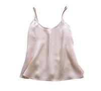 LSHARON Canotta da donna in seta di gelso 100% 19 momme, Champagne, M