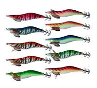 LSHEL 10 esche da pesca finte, colorate, fosforescenti, per acqua salata, per calamari, seppie, polpi, a forma di gambero