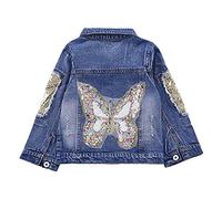 LSHEL Cappotto Giacca di Jeans Slim Fit A Manica Lunga Casuale da Bimbi Ragazza Primavera