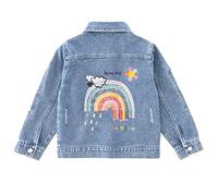 LSHEL Cappotto Giacca di Jeans Slim Fit A Manica Lunga Casuale da Bimbi Ragazza Primavera