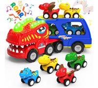 Lshfjnd Dinosauro Toddler Car Toys per 1 2 3 4 5 anni Boy Birthday Gifts 5-in-1 Dino Transport Carrie Trucks per Toddlers 1-3 con suoni e luci Toddler Toys Age 2-4 Dinosaur toys for kids 3-5