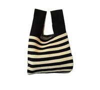 LSHIJI Borsa Da Polso Borsa da polso donna in maglia a righe, passeggio(Noir)