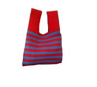 LSHIJI Borsa Da Polso Borsa da polso donna in maglia a righe, passeggio(Red)