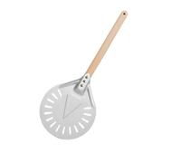 LSHIJI Pala Per Pizza Pala for girare la pizza, piccola, rotonda, corta, antiscivolo, con manico in legno, 7, 8, 9 pollici, pala perforata in alluminio