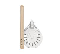LSHIJI Pala Per Pizza Pala for pizza piccola, for girare la, pala for corta e rotonda, manico in legno antiscivolo, for perforata da 9 pollici, in alluminio(8 inch 78cm)