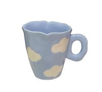 LSHIJI Tazze Caffe Dipinto a mano Il cielo blu e le nuvole bianche Tazza da caffè con piattino Piattino for tazza tè in ceramica fatto a Set regalo carino for lei(GG)