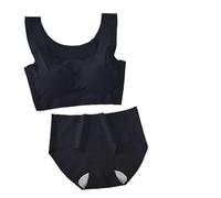 LSHMING 1 Set Summer Ice Lingerie da Donna Set di Mutandine Push-up in Pizzo con Scollo a U e Top Corto Intimo(Black,XXL)