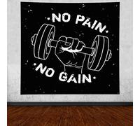 LshyMn Arazzo per sollevamento pesi, fitness, 152 x 152 cm, con parole motivazionali, nessun dolore, nessun guadagno, arazzo da appendere alla parete per camera da letto e palestra GTLSMN49