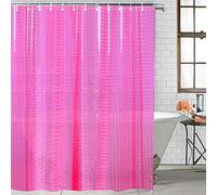 LshyMn Tenda da doccia in EVA 3D a forma di cubo d'acqua, trasparente, per box doccia, 180 x 180 cm, con ganci (rosa viola)