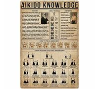 Lsjuee Aikido Knowledge Metal Tin Signage Origin Guide Poster Arti marziali Palestra Club Scuola Decorazione della parete di casa Targa 30,5 x 20,3 cm