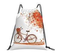 Lsjuee Albero d'autunno con borsa con coulisse per il tempo libero unisex per bici vecchia invecchiata, borse con coulisse da palestra, borse portaoggetti per zaino portatile da esterno