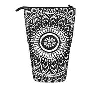 Lsjuee Astuccio per matite con stampa di disegni di mandala, astuccio per matite in piedi, astuccio per cancelleria telescopico, astuccio per matite in piedi con cerniera
