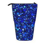 Lsjuee Astuccio per matite con stampa di paillettes blu, astuccio per matite in piedi, astuccio per cancelleria telescopico, astuccio per matite in piedi con cerniera