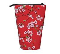 Lsjuee Astuccio telescopico Plum Blossom In piedi Astuccio per matite Borsa organizer per cancelleria, Portapenne portatile per ufficio Scuola Ragazzi Borse Ragazze