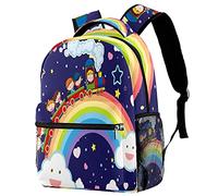 Lsjuee Bambini che prendono un treno sopra l'arcobaleno Borse durevoli per studenti Escursionismo all'aperto Campeggio Weekend Zaino