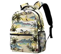 Lsjuee Beach Palm School Backapck, Elegante borsa per computer portatile Backapck per donne Ragazze, Borsa per laptop per insegnanti Zaino casual Adatto per notebook da 15 pollici