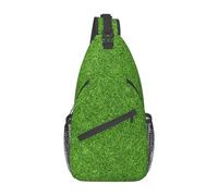 Lsjuee Bellissimo zaino a tracolla con tracolla in erba verde per donna e uomo, borsa a tracolla sul petto per escursionismo da viaggio