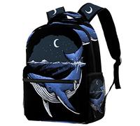 Lsjuee Blue Whale Under The Moon Borse per laptop Zaini Bookbags Casual per il lavoro degli studenti di viaggio