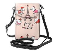 Lsjuee Borsa a tracolla a tracolla in pelle PU da donna con bassotto francese per coppie della torre Eiffel adatta alla maggior parte della borsa del telefono degli smartphone
