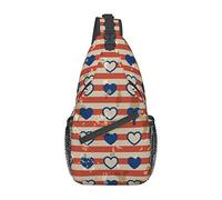 Lsjuee Borsa a tracolla con cuori e strisce con bandiera americana per ciclismo Viaggi Sport Escursionismo