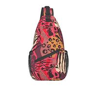 Lsjuee Borsa a tracolla con stampa leopardata rossa astratta Donna Uomo Borsa a tracolla regolabile con tracolla regolabile per ciclismo Viaggi Sport Escursionismo
