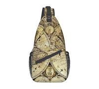 Lsjuee Borsa a tracolla con stampa mappa del mondo retrò, zaino a tracolla per tracolla casual da donna e da uomo
