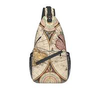 Lsjuee Borsa a tracolla con stampa mappa del mondo retrò, zaino a tracolla per tracolla casual da donna e da uomo