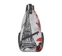 Lsjuee Borsa a tracolla diagonale casual unisex Tower Paris Painting, zaino multiuso a tracolla da viaggio, zaino da escursionismo