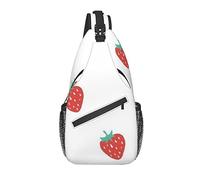 Lsjuee Borsa a tracolla, zaino a tracolla con stampa fragola rossa per donne e uomini a spalla casual