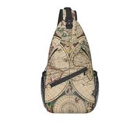 Lsjuee Borsa a tracolla, zaino a tracolla con stampa retrò mappa del mondo per donne e uomini a spalla casual