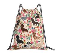 Lsjuee Borsa con coulisse per il tempo libero unisex semplice fiore per cani, borse con coulisse da palestra, borse portaoggetti per zaino portatile da esterno