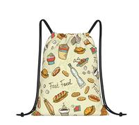 Lsjuee Borse con coulisse Sandwich e snack taco Zaino geometrico astratto Borsa a tracolla uomo Donna Ragazzi Ragazze