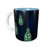 Lsjuee bottiglia di sotto il cielo notturno Tazze da caffè 11 OZ Tazza in ceramica per ufficio e casa Tazza da tè con acqua Tazza all'interno Blue