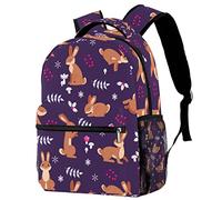 Lsjuee Brown Rabbits and Leaves Pattern Borse per laptop Zaini per la scuola Bookbags Casual per il lavoro degli studenti di viaggio