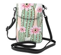 Lsjuee Cactus del deserto verde con fiori rosa Borsa a tracolla stampata da donna in pelle sintetica