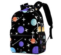 Lsjuee Cartoon Planets Stars Meteor Pattern Zaino per studenti Escursionismo all'aperto Campeggio Weekend Zaino