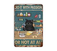Lsjuee Cat Baking Do It with Passion Decorazione da Parete Divertenti per Casa Bar Pub Cafe Farm Room Poster in Me