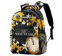 Lsjuee Christmas Golden White Stars Box Orologio Patten Zaino per studenti Escursionismo all'aperto Campeggio