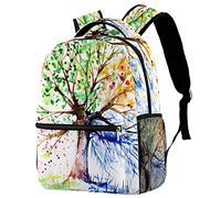 Lsjuee Colorful Art Four Seasons Tree Prints Zaino a cartella per studenti della scuola primaria per ragazze Preppy Schoolbag