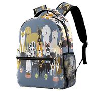 Lsjuee Cute Dogs Puppies Collection Zaino per studenti Escursionismo all'aperto Campeggio Weekend Zaino