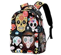 Lsjuee Day Of The Day Zaino per laptop da viaggio con fiore di teschio di zucchero per donna uomo, zaino per scuola universitaria zaino grande zaino casual