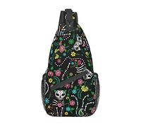 Lsjuee Day Of The Dead Cat Borse a tracolla con teschio di zucchero Donna Uomo Borsa a tracolla regolabile Borsa a tracolla per zaino da viaggio in bicicletta Escursionismo sportivo