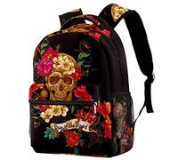 Lsjuee Day Of The Dead Sugar Skull Flower Zaino per laptop Zaini da viaggio Bookbag per donne e uomini Zaino per studenti universitari adatto a laptop da 15 pollici
