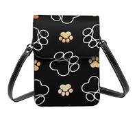 Lsjuee Dog Paw Prints Delicious Sweet Ramen Crossbody Portamonete per cellulare da donna, Portafoglio piccolo per cellulare stampato in pelle PU