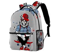 Lsjuee Elegante zaino a tracolla per studenti della scuola primaria con stampe di pattinatori di leoni per zainetto preppy per ragazzi